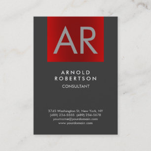 Chubby Stylish Red Gray Monogram Business Card Visitenkarte