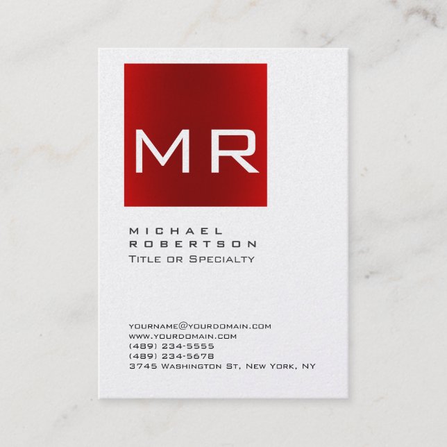Chubby Stylish Red Monogram Business Card Visitenkarte (Vorderseite)