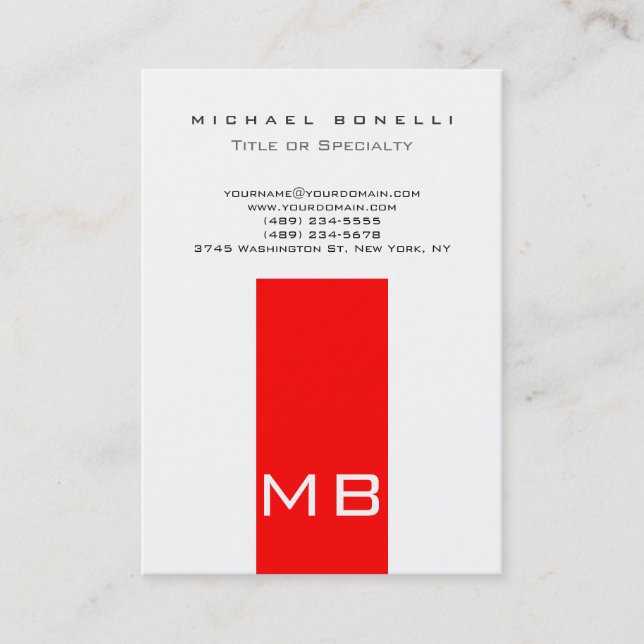 Chubby Tendance Monogramme Blanc Rouge Carte de vi (Devant)