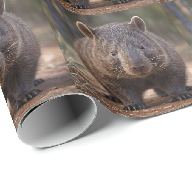 Chubby The Australian Wombat, Geschenkpapier (Rolleneckpunkt)
