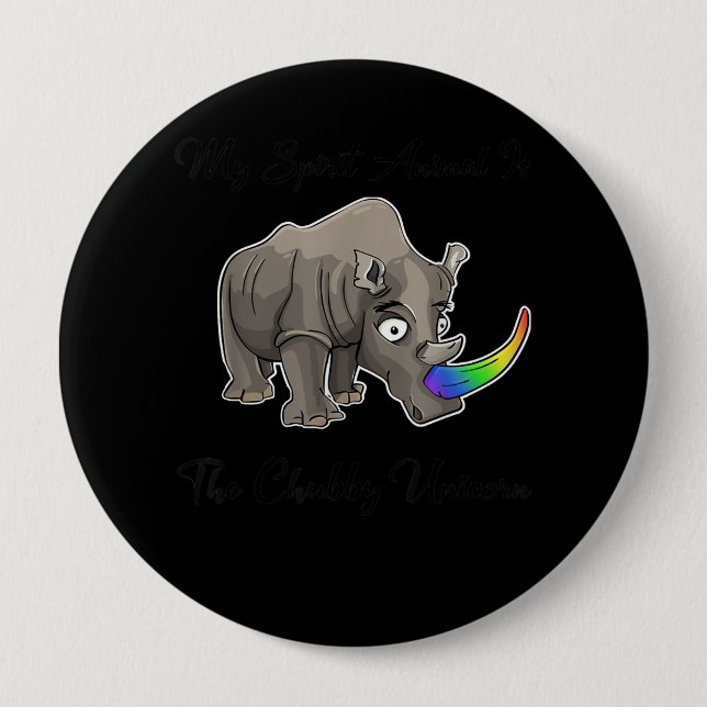 Chubby Unicorn Rhino Niedliches Adortium Button (Vorderseite)