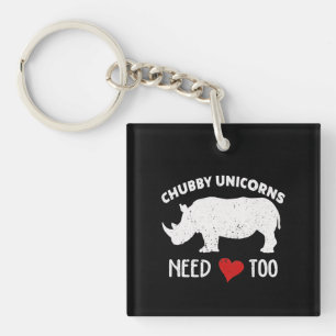 Chubby Unicorns braucht Liebe zu Rhino Rhinoceros Schlüsselanhänger