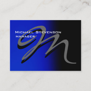 Chubby Unique Black Blue Monogram Business Card Visitenkarte