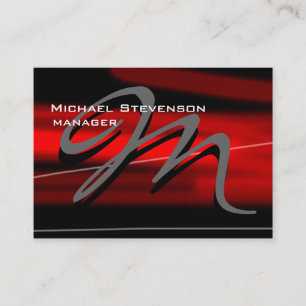 Chubby Unique Black Red Monogram Business Card Visitenkarte