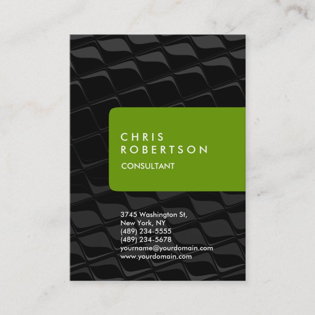 Chubby Vertical Gray Muster Green Business Card Visitenkarte (Vorderseite)