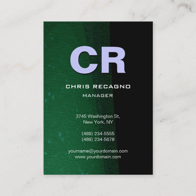 Chubby Vertical Green Black Pattern Business Card Visitenkarte (Vorderseite)