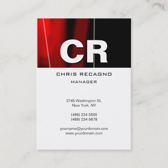 Chubby Vertical Red Schwarz-weiß Business Card Visitenkarte (Vorderseite)