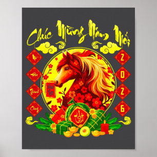 Chuc Mung Nam Moi Frohes Neues Jahr 2026 Pferd Vie Poster