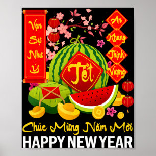 Chuc Mung Nam Moi Frohes Neujahrsfest Vietnamesisc Poster