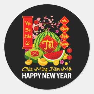 Chuc Mung Nam Moi Frohes Neujahrsfest Vietnamesisc Runder Aufkleber