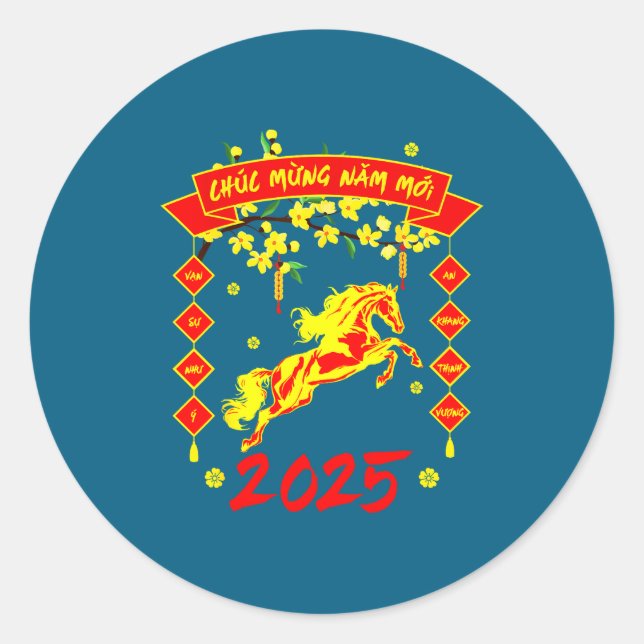 Chuc Mung Nam Moi Happy Vietnamese Lunar New Year  Runder Aufkleber (Vorderseite)