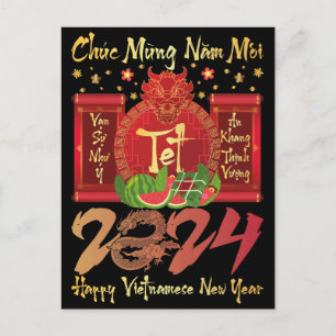 Chuc Mung Nam Moi Happy Vietnamese Neujahr 2024 Postkarte