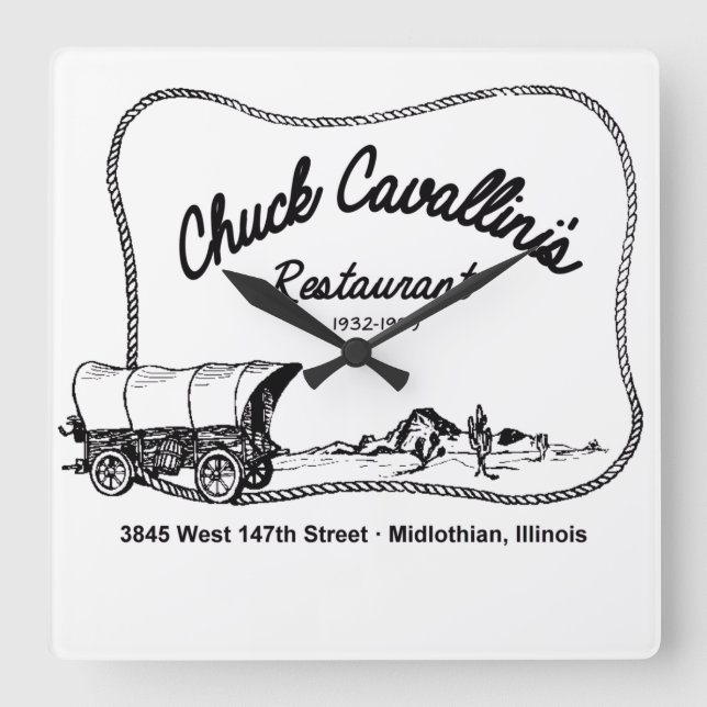 Chuck Cavallini's Restaurant, Midlothian, Illinois Quadratische Wanduhr (Vorderseite)