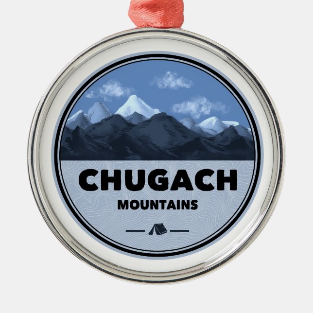 Chugach Mountains Alaska Camping Ornament Aus Metall (Vorne)