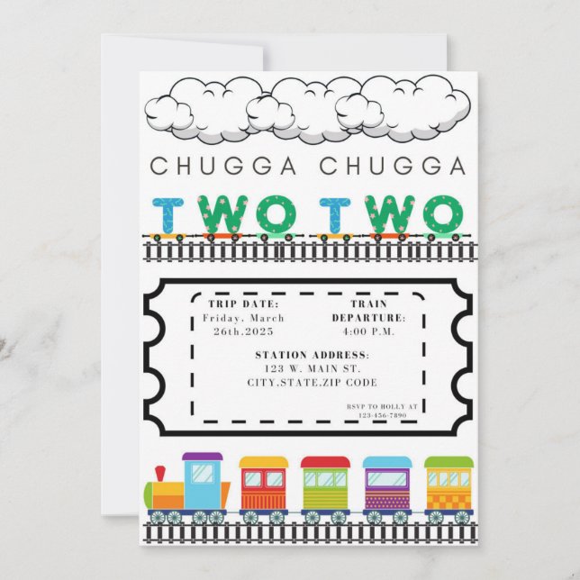 Chugga Cho Cho Birthday Einladung (Vorderseite)