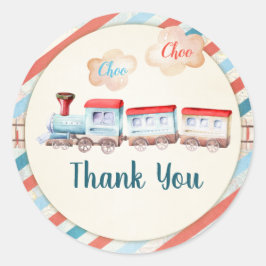 Chugga Choo Boy Birthday Favor Tags Zug Red Blue Runder Aufkleber