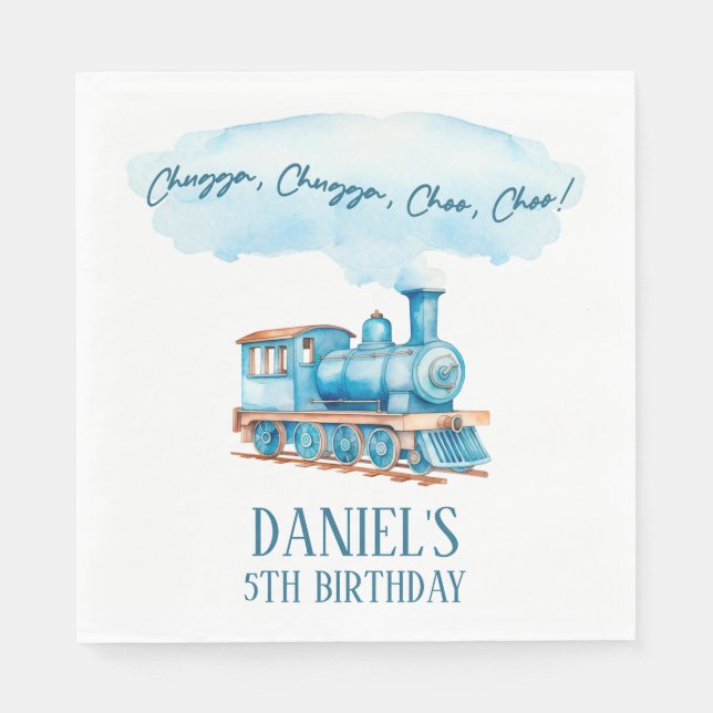 Chugga Choo Choo Vintag Train Geburtstagsparty Serviette (Vorderseite)