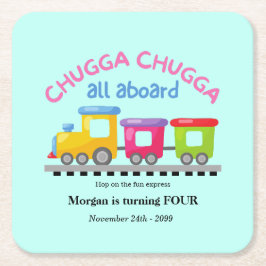 Chugga Choo Train thematischer Cartoon jeden Gebur Rechteckiger Pappuntersetzer
