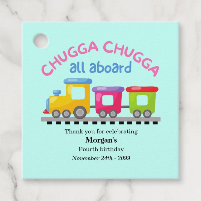 Chugga Choo Train Themed Cartoon Any Age Birthday  Geschenkanhänger (Vorderseite)