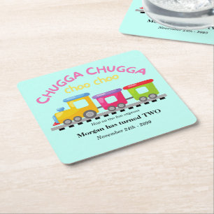 Chugga Choo Train Themenabend Cartoon 2. Geburtsta Rechteckiger Pappuntersetzer