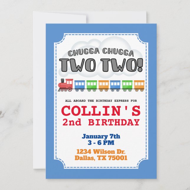 Chugga Chugga Deux Invitation Anniversaire (Devant)
