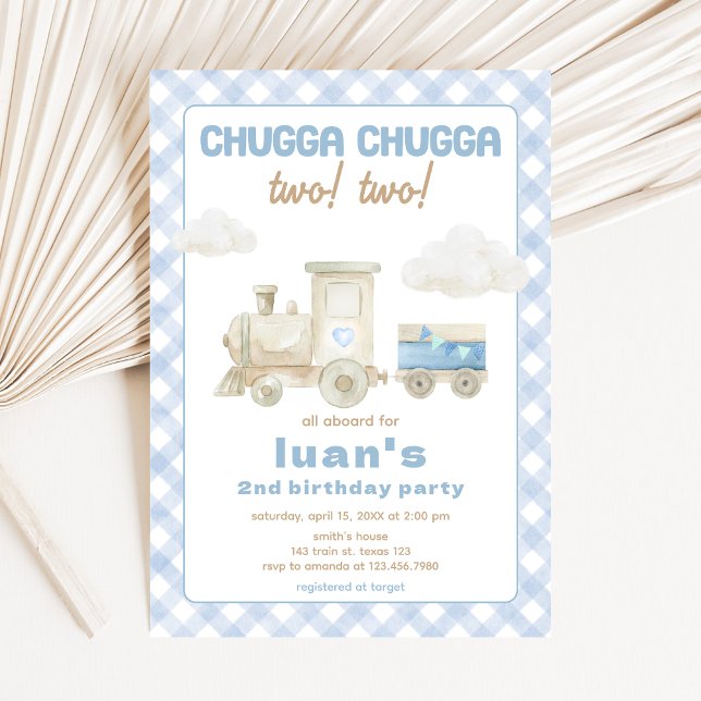 Chugga Chugga Train Birthday  Einladung (Train Boy Birthday Party Invitation)