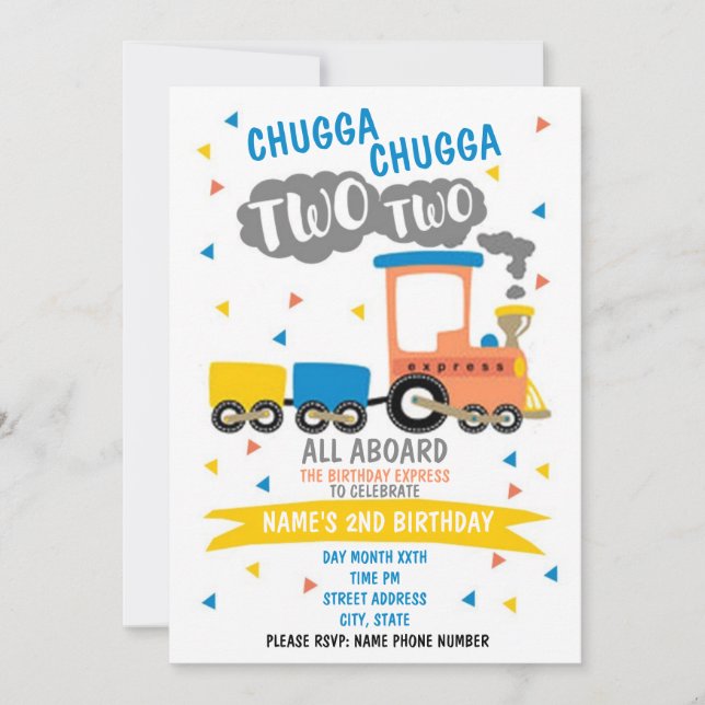 Chugga Chugga Zwei Party Einladung (Vorderseite)