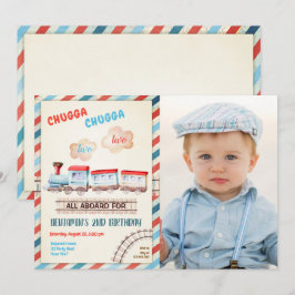 Chugga Two Train Choo Boy Red Blue Einladung