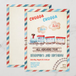 Chugga Two Train Choo Boy Red Blue Einladung