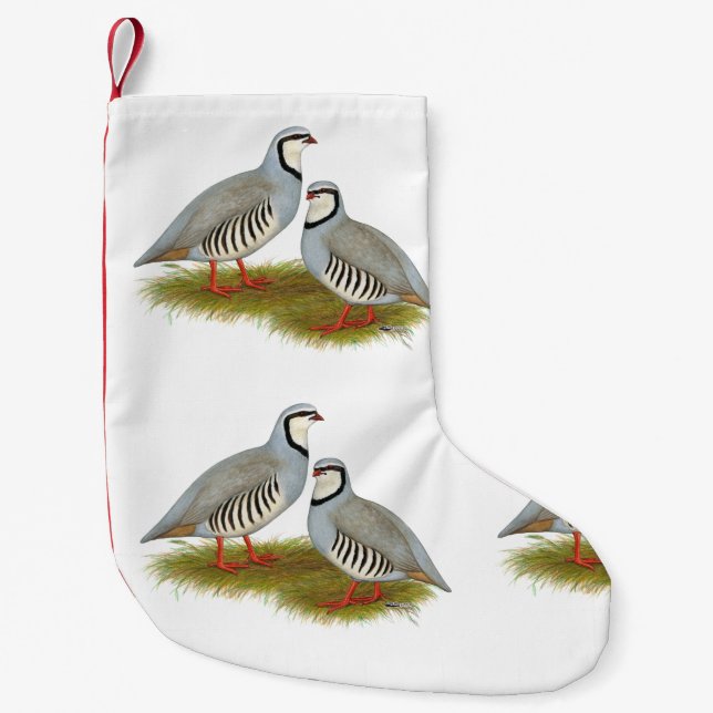 Chukar Partridge Pair Kleiner Weihnachtsstrumpf (Vorderseite)