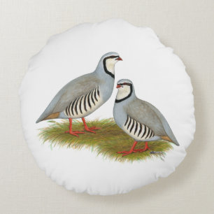 Chukar Partridge Pair Rundes Kissen