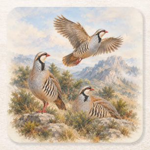 Chukar Rebhuhn-Kunst Rechteckiger Pappuntersetzer