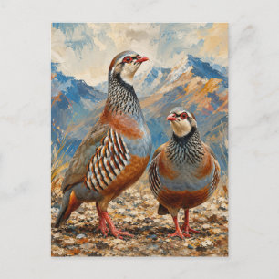 Chukar Rebhuhn-Paar-Kunst Feiertagspostkarte