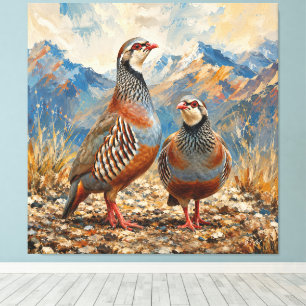 Chukar Rebhuhn-Paar-Kunst Leinwanddruck