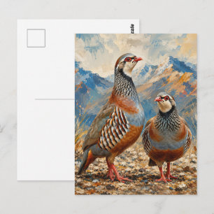 Chukar Rebhuhn-Paar-Kunst Postkarte