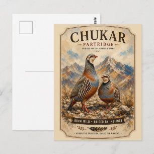 Chukar Rebhuhn-Paar-Kunst Postkarte