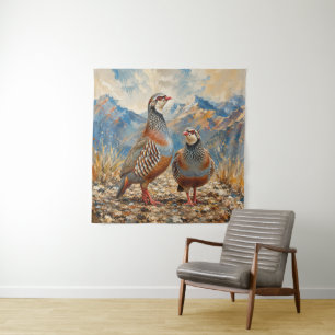 Chukar Rebhuhn-Paar-Kunst Wandteppich
