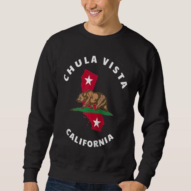 Chula Vista California CA Flag and Bear Badge Souv Sweatshirt (Vorderseite)
