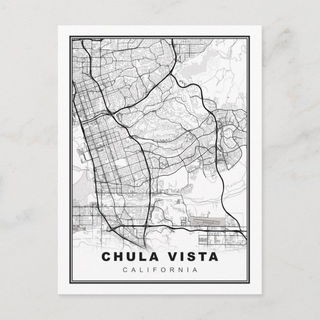 Chula Vista Map Postkarte (Vorderseite)