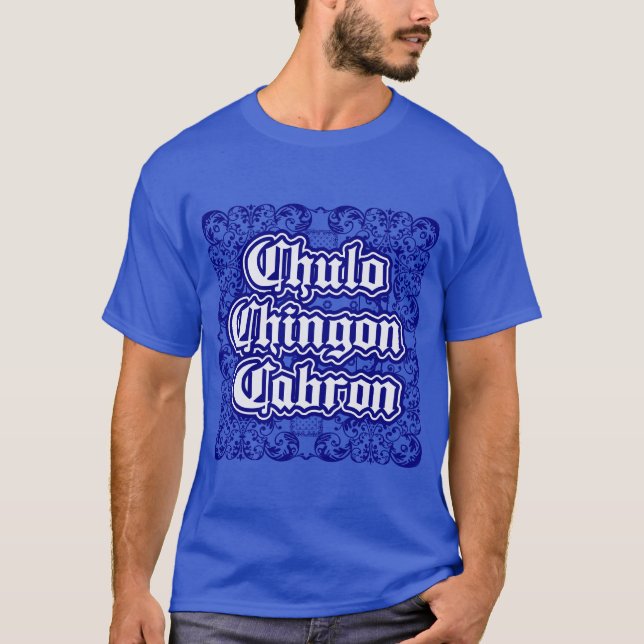 Chulo Chingon Cabron Blue Bandana Print Shirt (Vorderseite)
