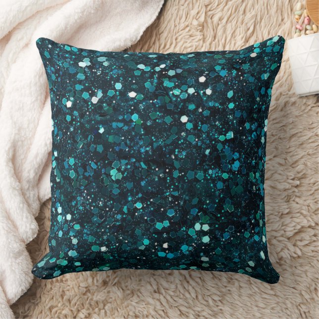 Chunky Blue Aqua Glitz Glitzer Weihnachten Kissen (Decke)