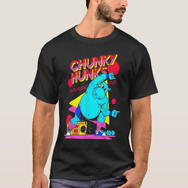 Chunky Hunks Gymnastik Bodybuilding Muskel T-Shirt (Vorderseite)