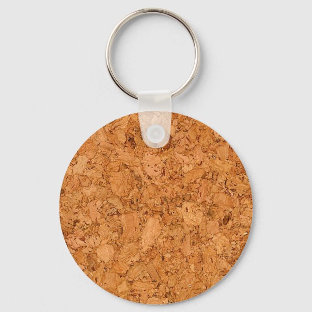 Chunky Natural Cork Wood Grain Look Schlüsselanhänger (Vorderseite)