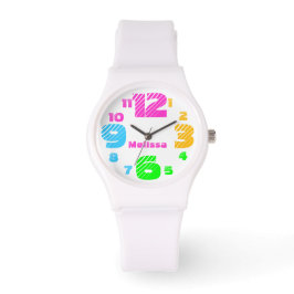 Chunky Neon Numbers Women's White Watch Armbanduhr
