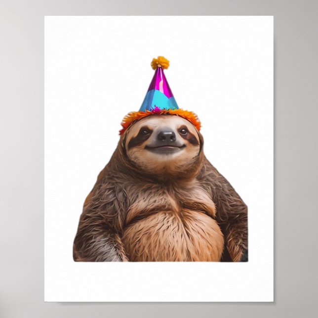 Chunky Sloth Geburtstagspartyhut Geschenk lustiges Poster (Vorne)