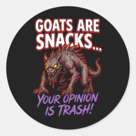 Chupacabra Goats Are Snacks Funny Cryptid Humor Runder Aufkleber
