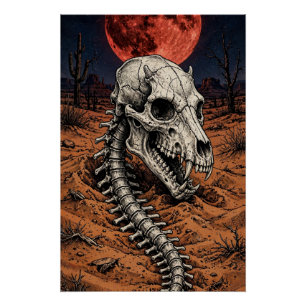 Chupacabra-Schädel – Wüsten Nacht Poster