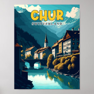 Chur Schweiz Vintage-Reiseillustration Poster