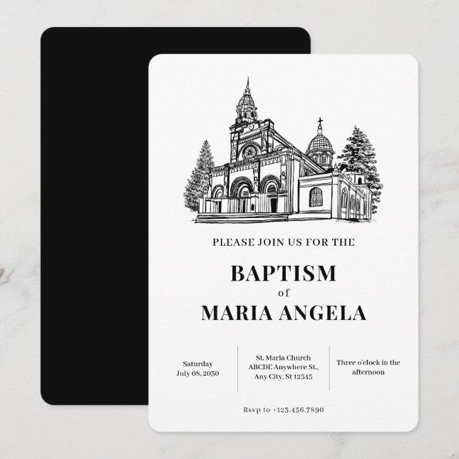 Church Art Minimalist Einladung (Vorne/Hinten)