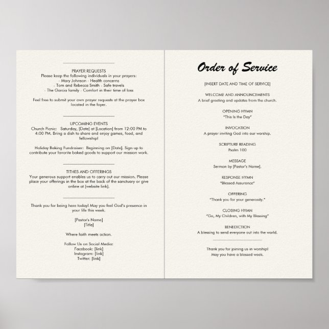 Church Bulletin Poster (Vorne)